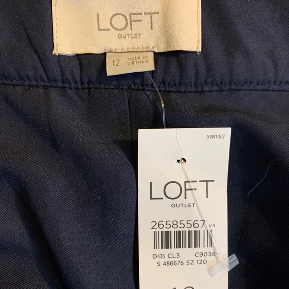 NWT Navy Woven Button Down Loft Skirt - Picture 3 of 4